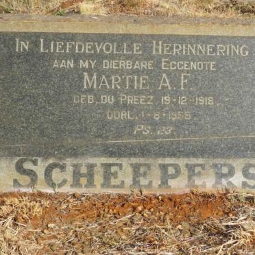 SCHEEPERS Martie A.F. nee DU PREEZ 1918-1955