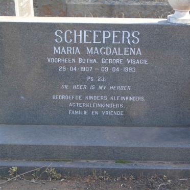 SCHEEPERS Maria Magdalena voorheen BOTHA nee VISAGIE 1907-1993