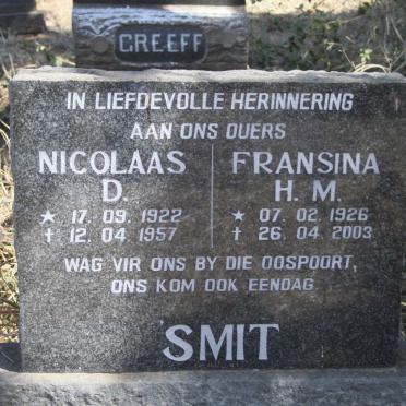 SMIT Nicolaas D. 1922-1957 & Fransina H.M. 1926-2003