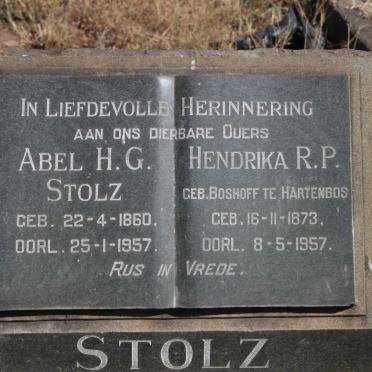 STOLZ Abel H.G. 1860-1957 & Hendrika R.P. BOSHOFF 1873-1957