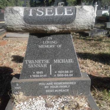 TSELE Twanetse Sannah 1845-1930 :: TSELE Michael 1931-1950