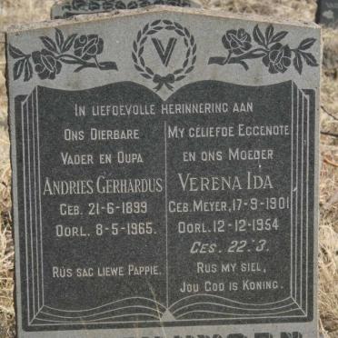 VELTHUYSEN Andries Gerhardus 1899-1965 & Verena Ida MEYER 1901-1954