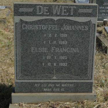 WET Christoffel Johannes, de 1919-1989 &amp; Elsie Francina 1925-1993