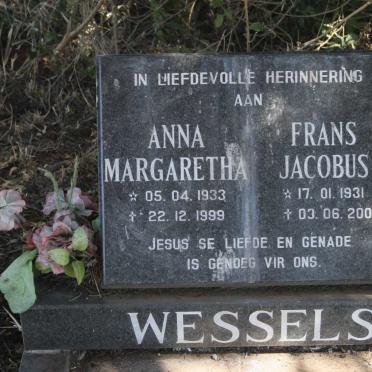 WESSELS Frans Jacobus 1931-2005 & Anna Margaretha 1933-1999