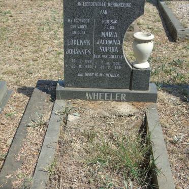 WHEELER Lodewyk Johannes 1926-1990 &amp; Maria Jacomina Sophia VAN DER LELY 1936-1998