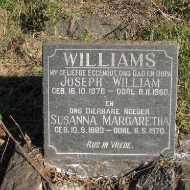 WILLIAMS Joseph William 1878-1960 &amp; Susanna Margaretha 1883-1970
