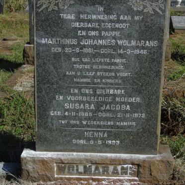 WOLMARANS Marthinus Johannes 1881-1946 & Susara Jacoba 1885-1973 :: WOLMARANS  Henna -1983