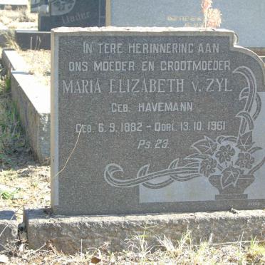 ZYL Maria Elizabeth, v. nee HAVEMANN 1882-1961