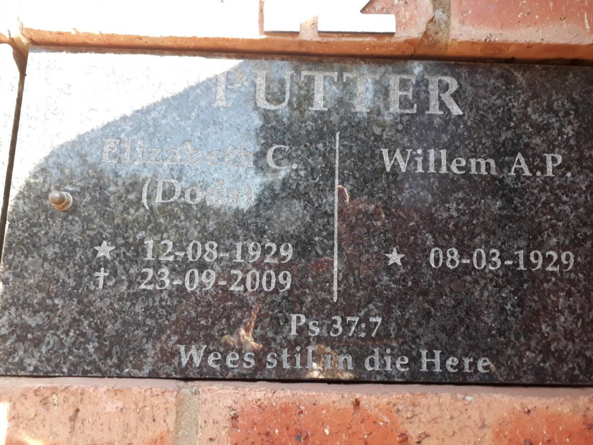 PUTTER Willem A.P. 1929- &amp; Elizabeth C. 1929-2009