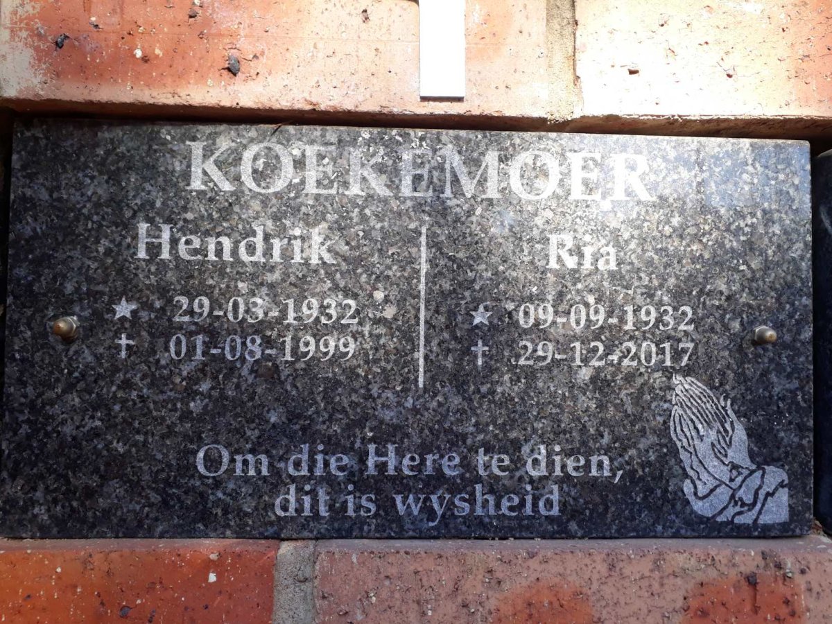 KOEKEMOER Hendrik 1932-1999 &amp; Ria 1932-2017