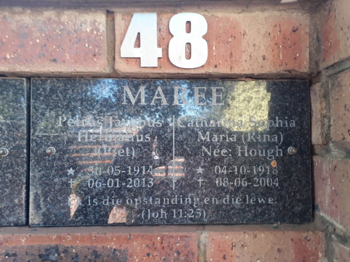 MAREE Petrus Jacobus Hermanus 1914-2013 &amp; Catharina Sophia Maria HOUGH 1918-2004