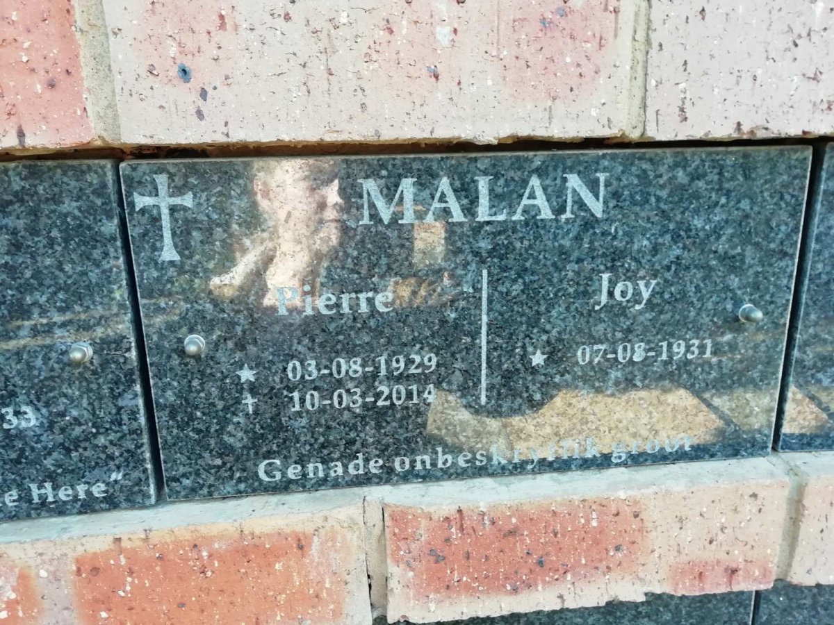 MALAN Pierre 1929-2014 &amp; Joy 1931-