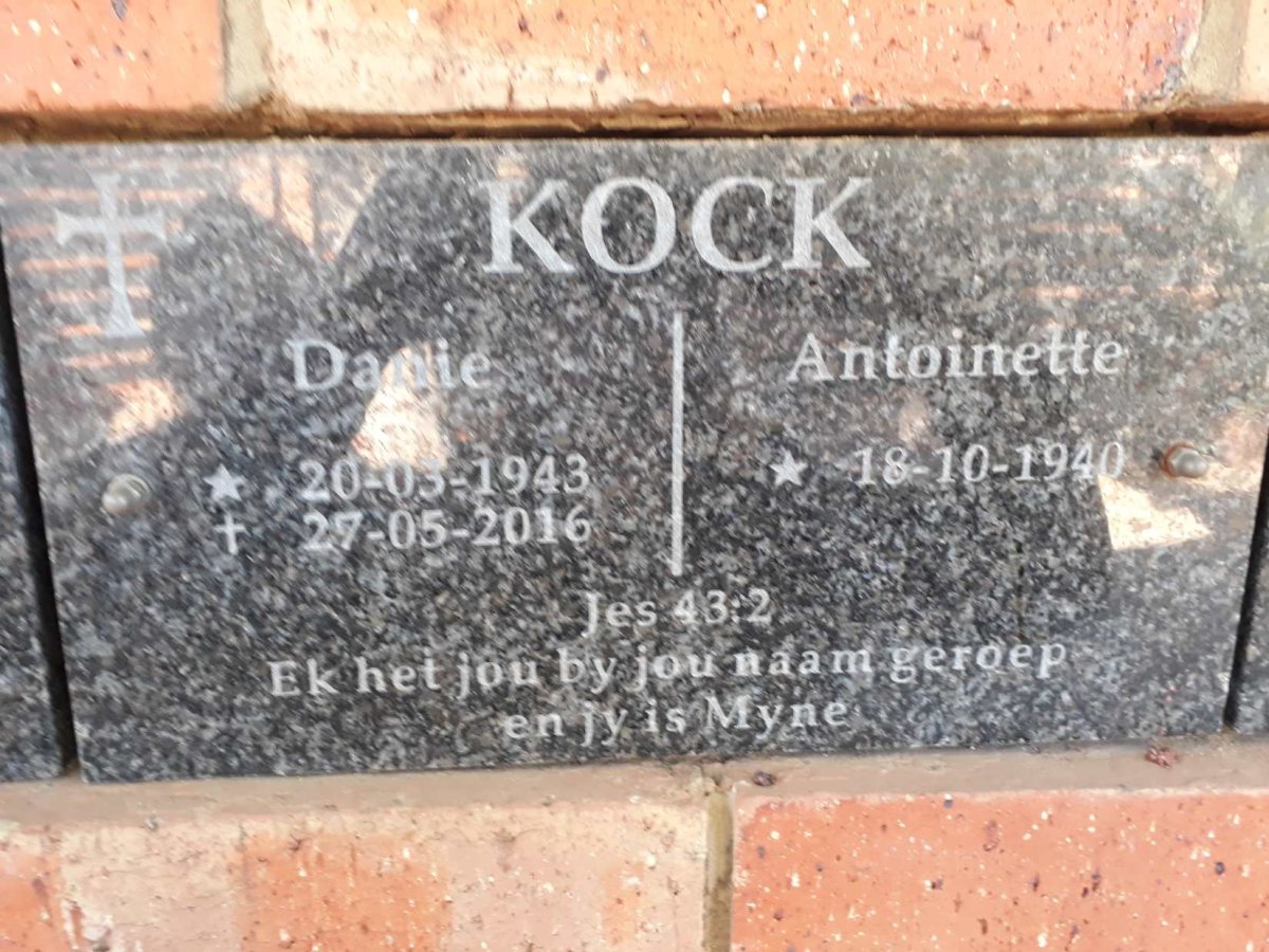 KOCK Danie 1943-2016 &amp; Antoinette 1940-