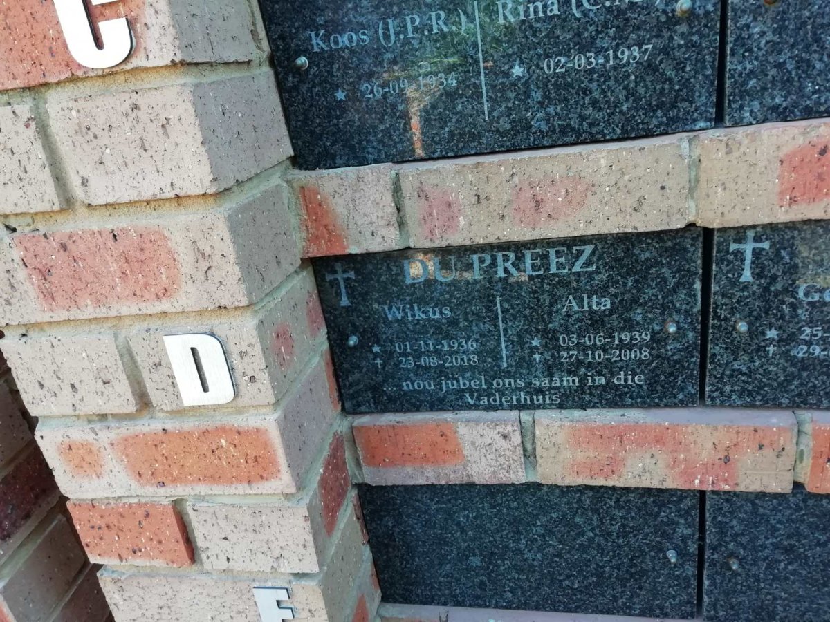 PREEZ Wikus, du 1936-2018 &amp; Alta 1939-2008