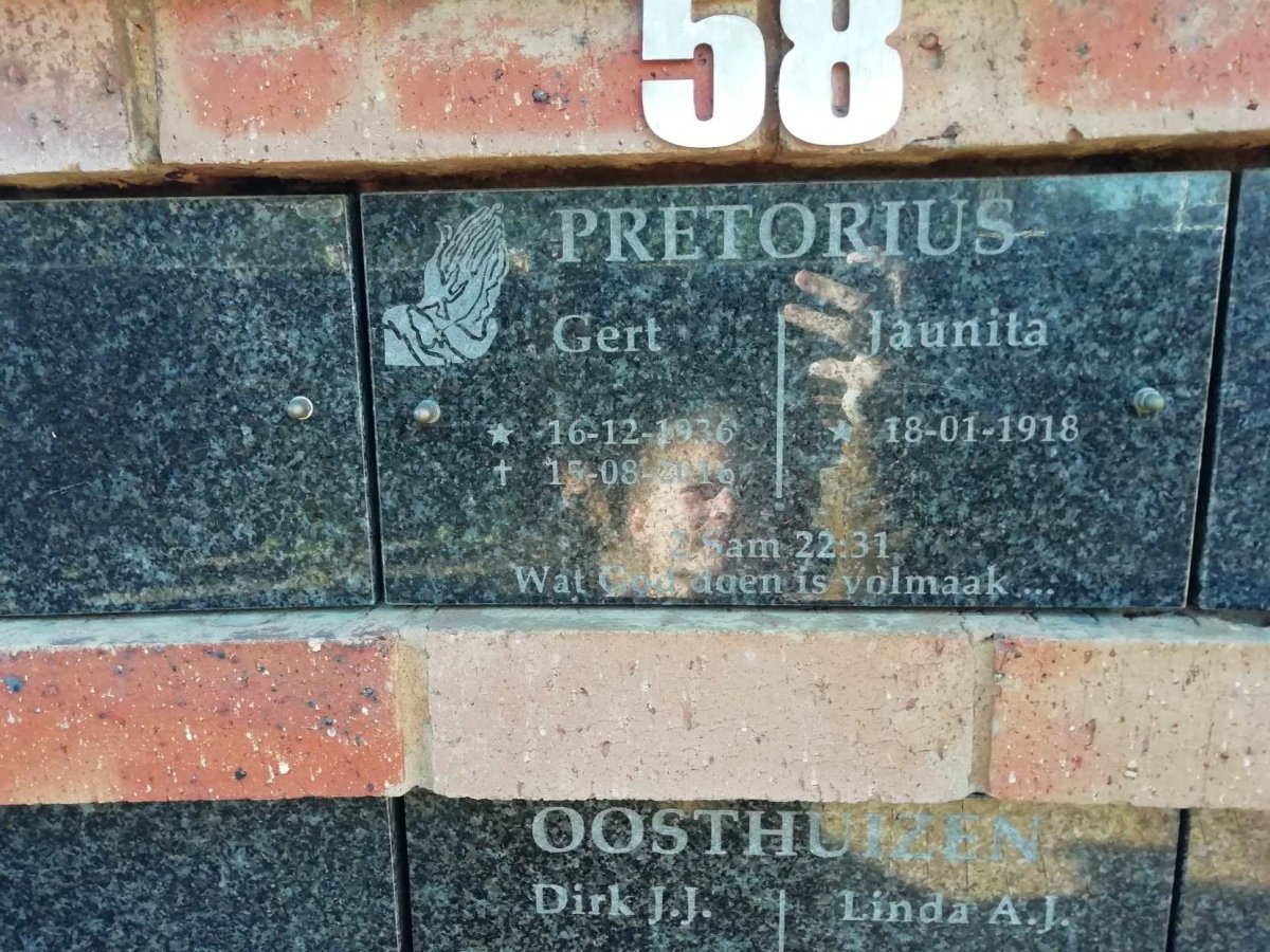 PRETORIUS Gert 1936-2016 &amp; Jaunita 1918-