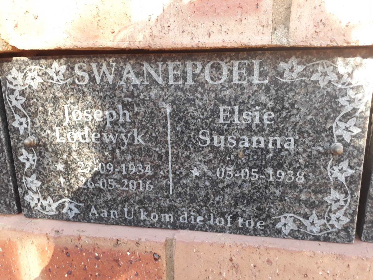 SWANEPOEL Joseph Lodewyk 1934-2016 &amp; Elsie Susanna 1938-