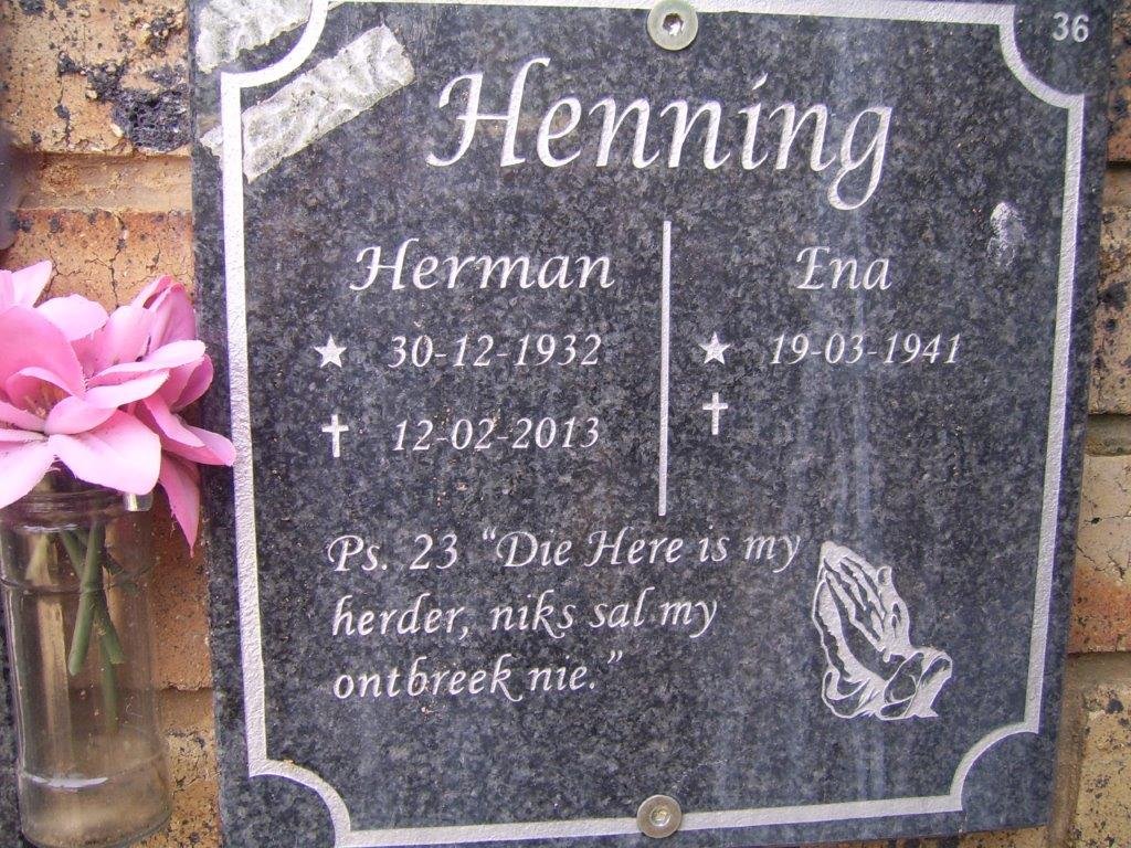 HENNING Herman 1932-2013 &amp; Ena 1941-