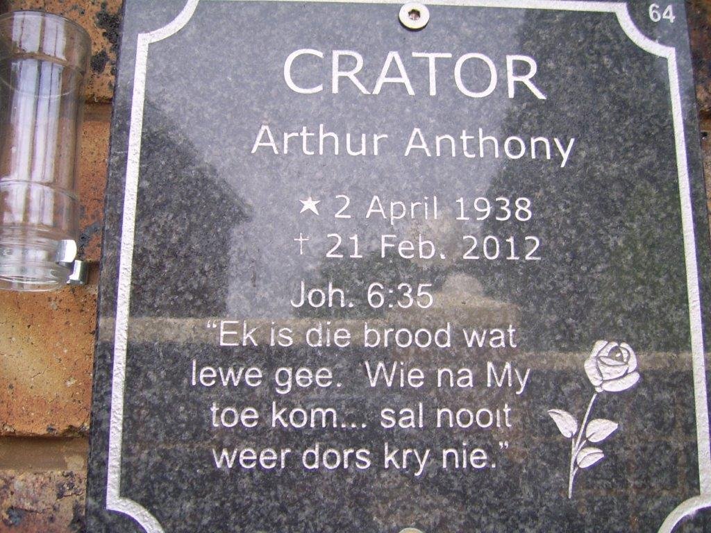 CRATOR Arthur Anthony 1938-2012