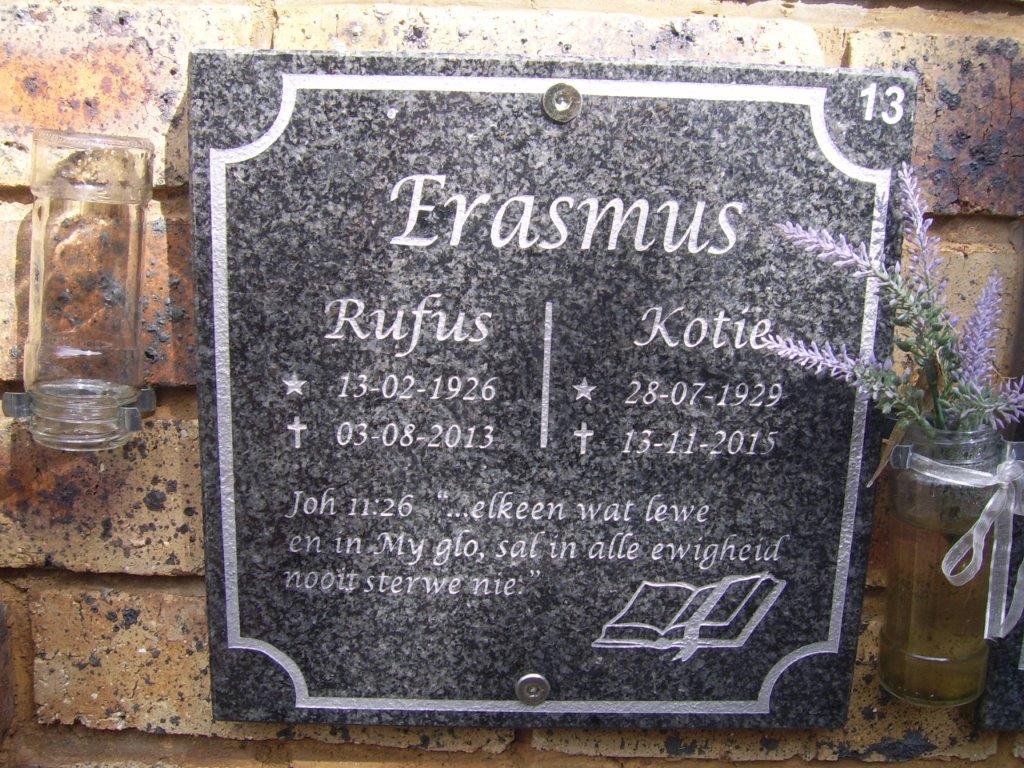 ERASMUS Rufus 1926-2013 &amp; Kotie 1929-2015