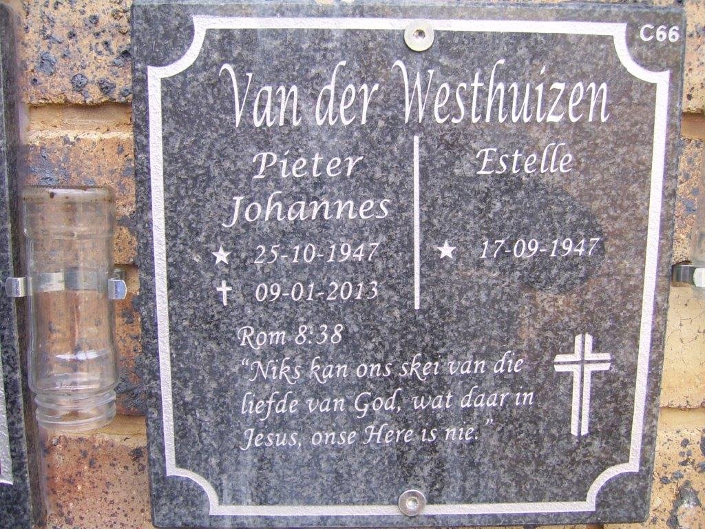 WESTHUIZEN Pieter Johannes, van der 1947-2013 &amp; Estelle 1947-