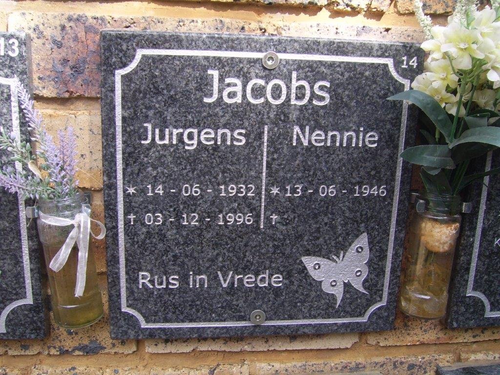 JACOBS Jurgens 1932-1996 &amp; Nennie 1946-
