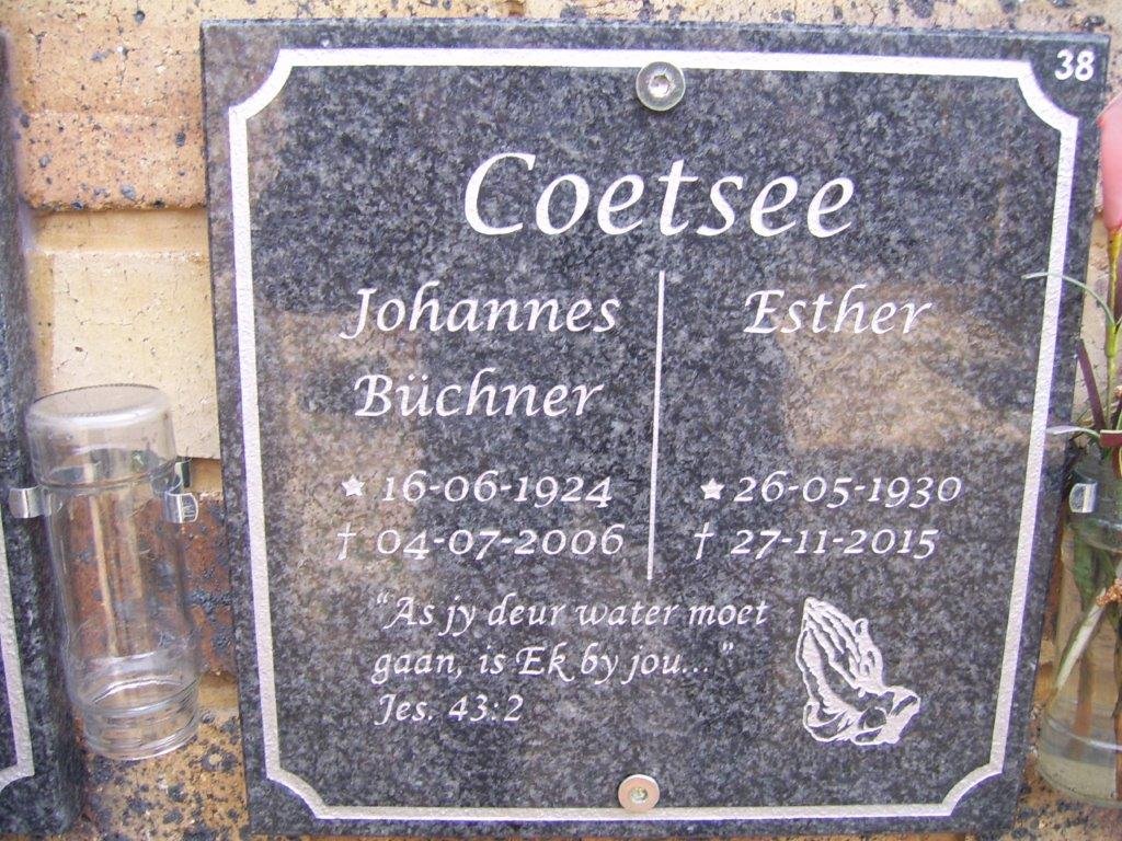 COETSEE Johannes Buchner 1924-2006 &amp; Esther 1930-2015