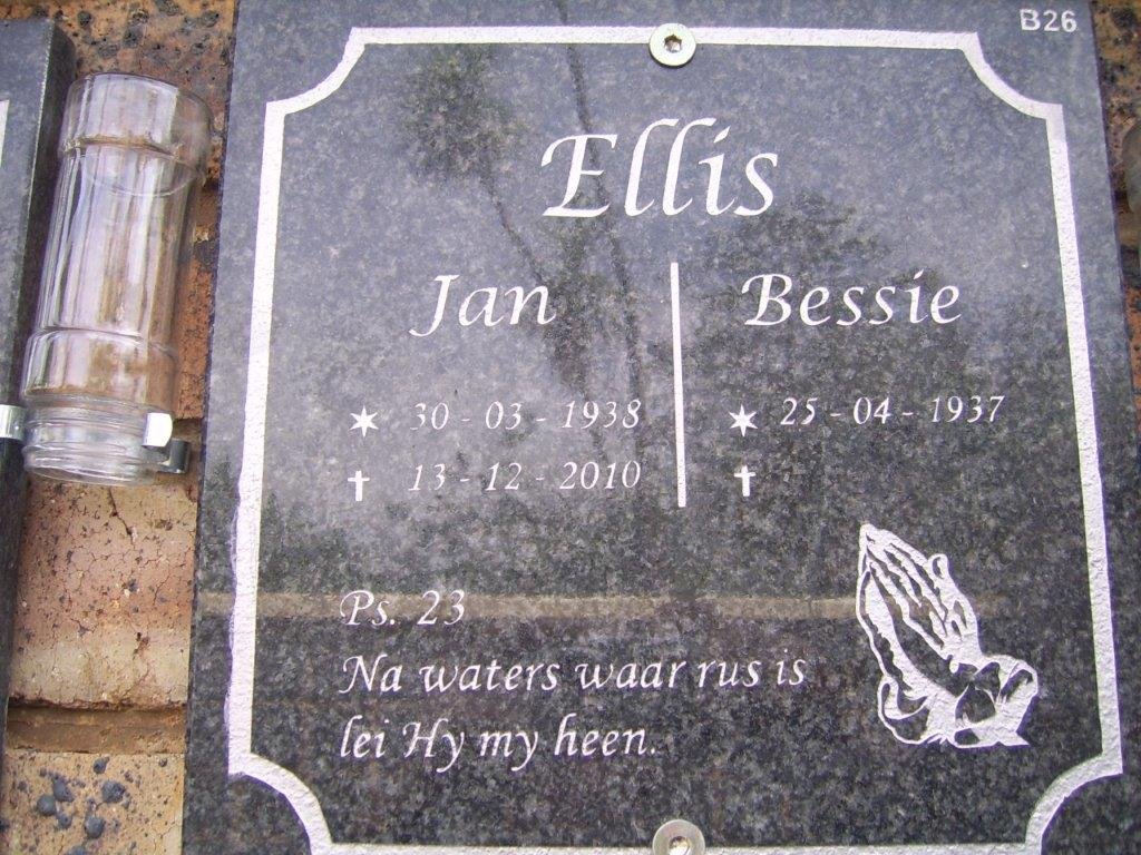 ELLIS Jan 1938-2010 &amp; Bessie 1937-