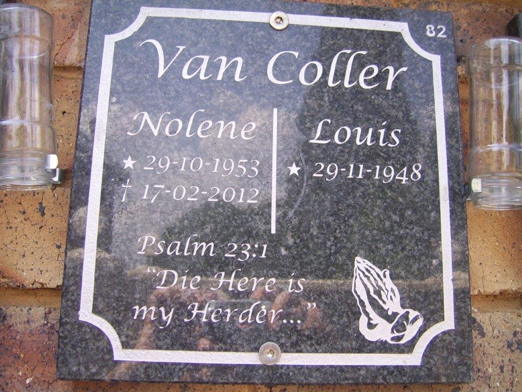 COLLER Louis, van 1948- &amp; Nolene 1953-2012
