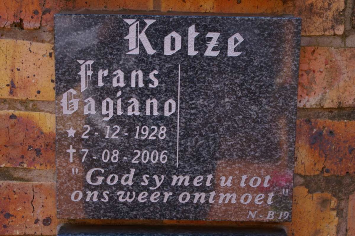KOTZE Frans Gagiano 1928-2006