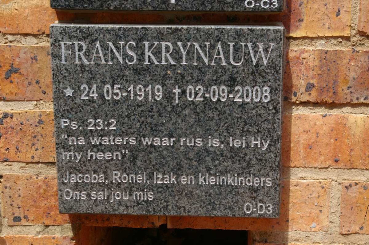 KRYNAUW Frans 1919-2008