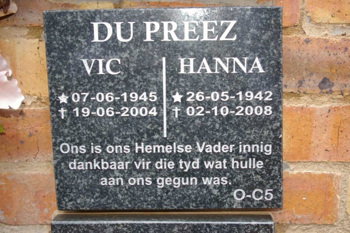 PREEZ Vic 1945-2004 &amp; Hanna 1942-2008