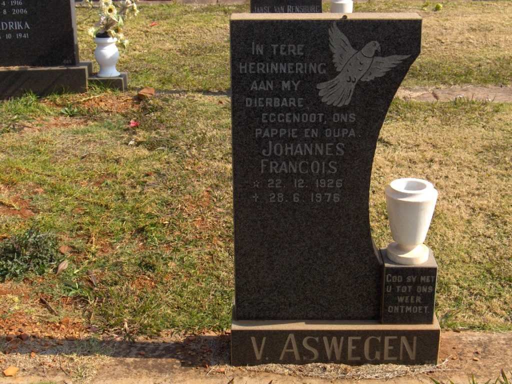 ASWEGEN Johannes Francois, v. 1926-1976
