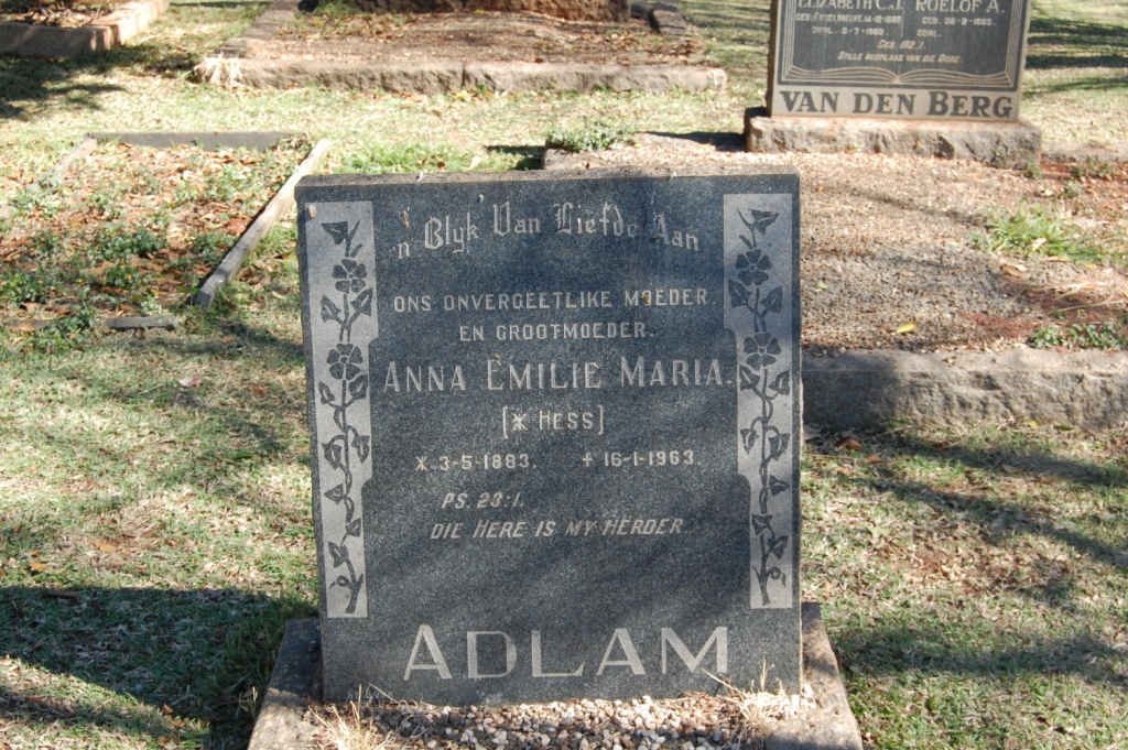 ADLAM Anna Emilie Maria nee HESS 1883-1963
