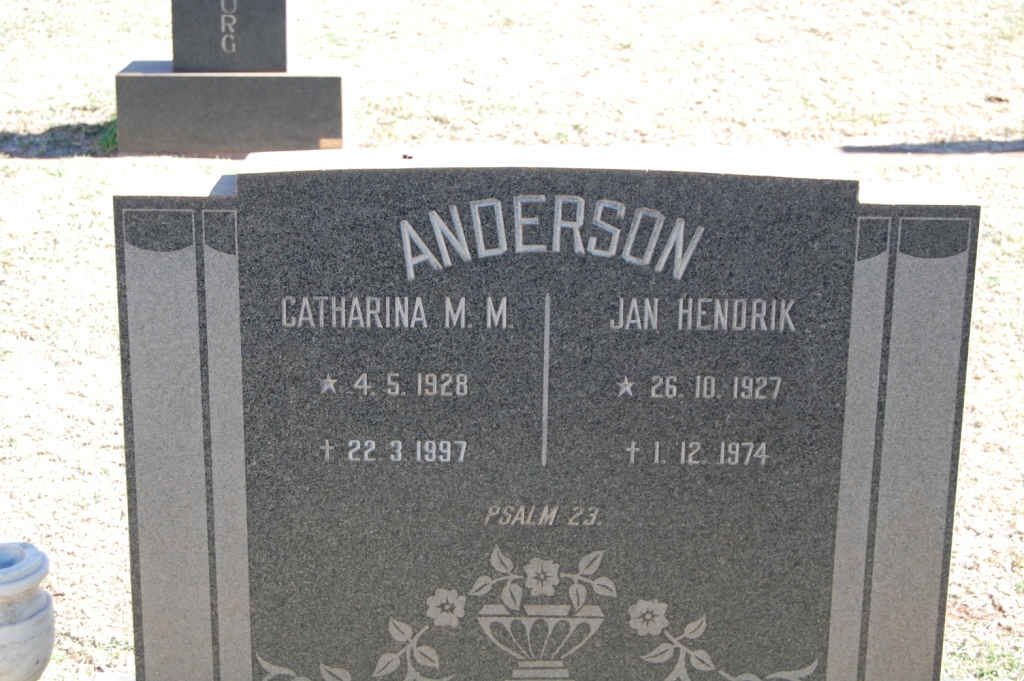 ANDERSON Jan Hendrik 1927-1974 &amp; Catharina M.M. 1928-1997