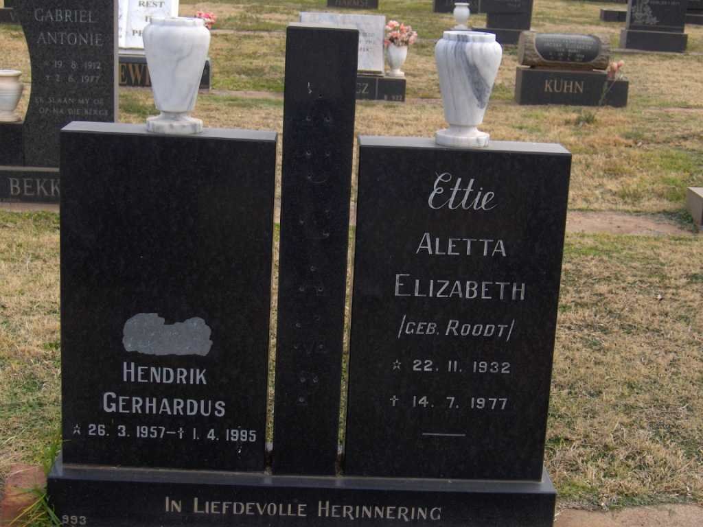 AUCAMP Hendrik Gerhardus 1957-1995 &amp; Aletta Elizabeth ROODT 1932-1977