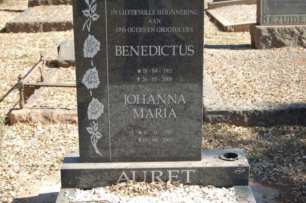 AURET Benedictus 1911-2000 &amp; Johanna Maria 1915-2003