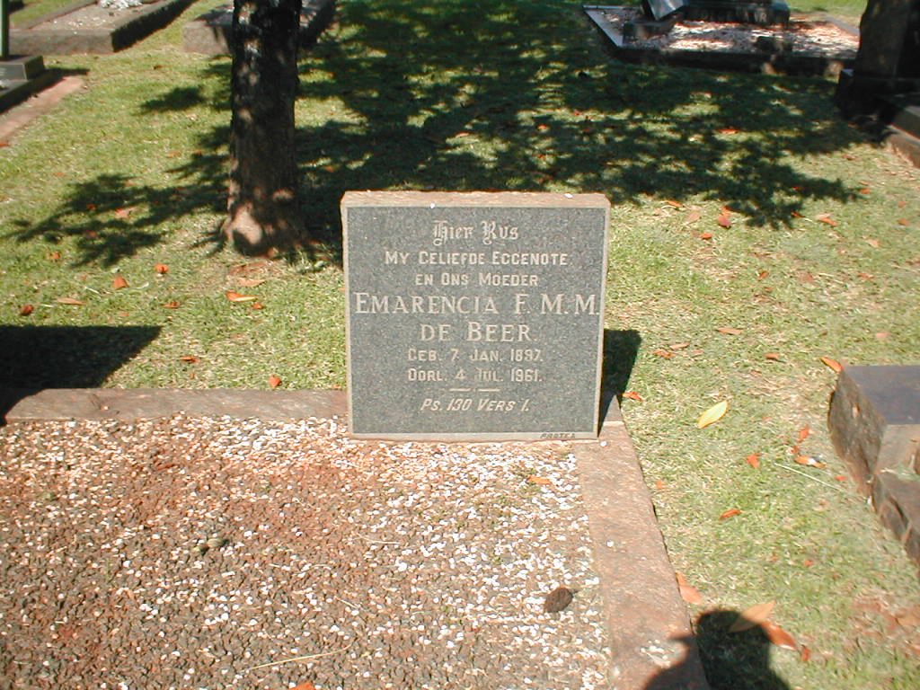 BEER Emarencia F.M.M. de, 1897-1961