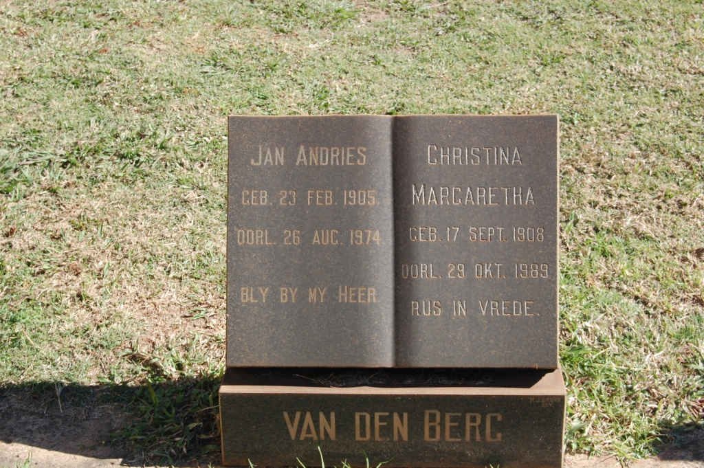 BERG Jan Andries, van den 1905-1974 &amp; Christina Margaretha 1908-1989