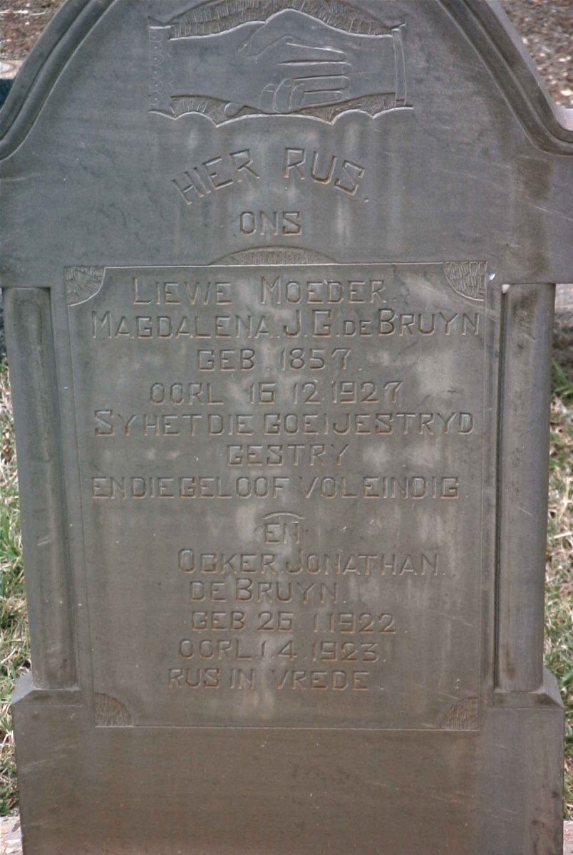 BRUYN Magdalena J.G., de 1857-1927 :: DE BRUYN Ocker Jonathan 1922-1923
