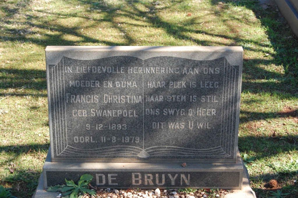 BRUYN Francis Christina, de nee SWANEPOEL 1893-1979