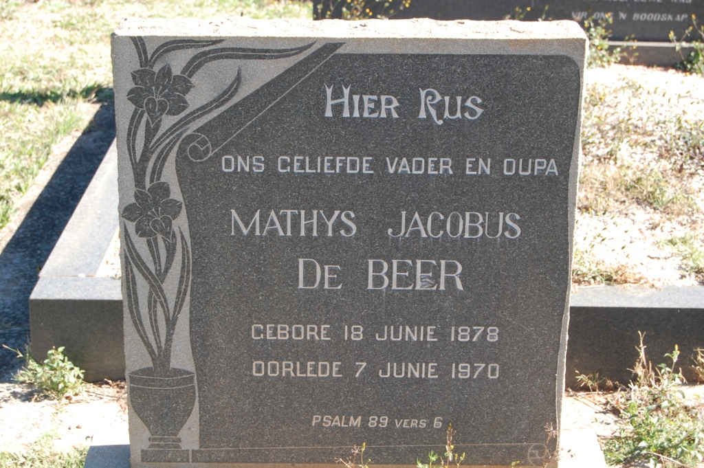 BEER Mathys Jacobus, de 1878-1970