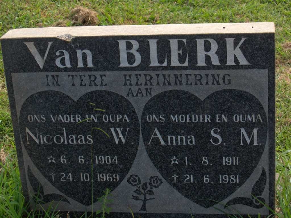 BLERK Nicolaas W., van 1904-1969 &amp; Anna S.M. 1911-1981