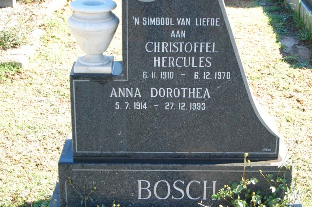 BOSCH Christoffel Hercules 1910-1970 &amp; Anna Dorothea 1914-1993