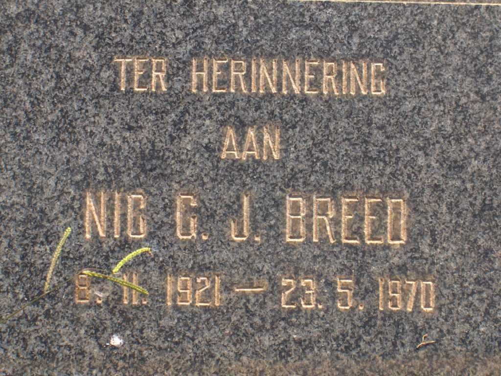 BREED Nic G.J. 1921-1970