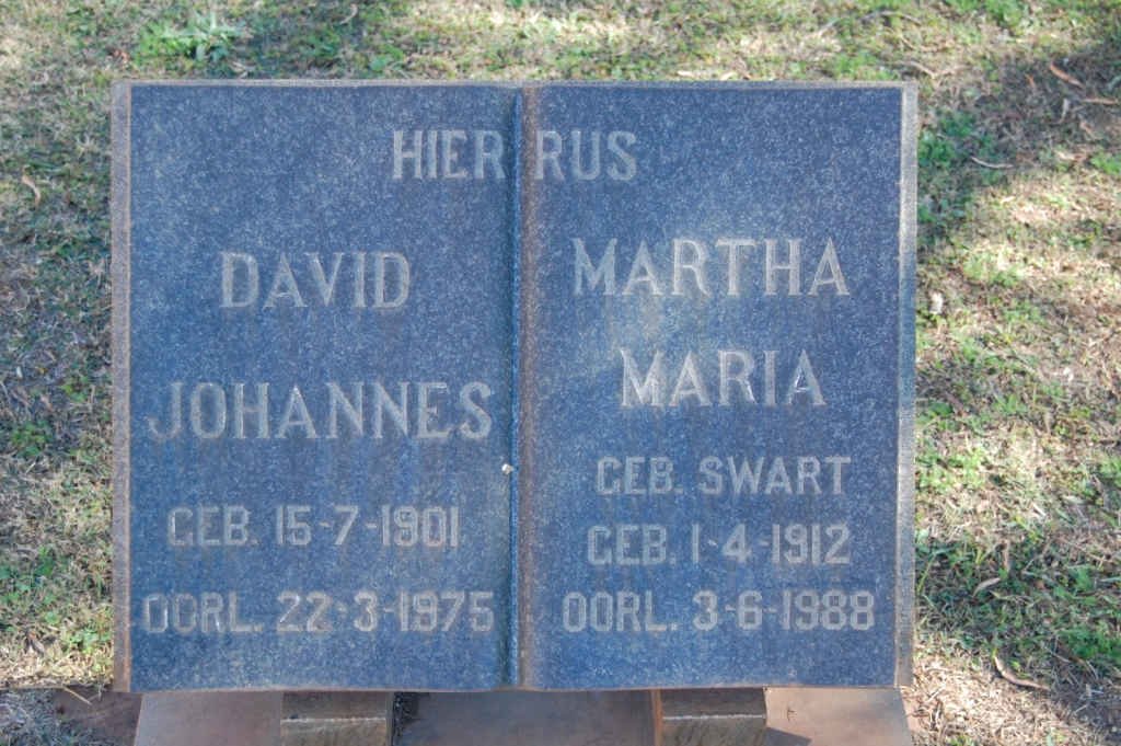 BEUKES David Johannes 1901-1975 &amp; Martha Maria SWART 1912-1988