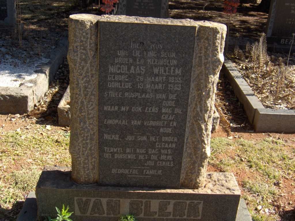 BLERK Nicolaas Willem, van 1935-1953