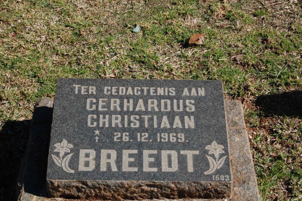BREEDT Gerhardus Christiaan 1969-1969