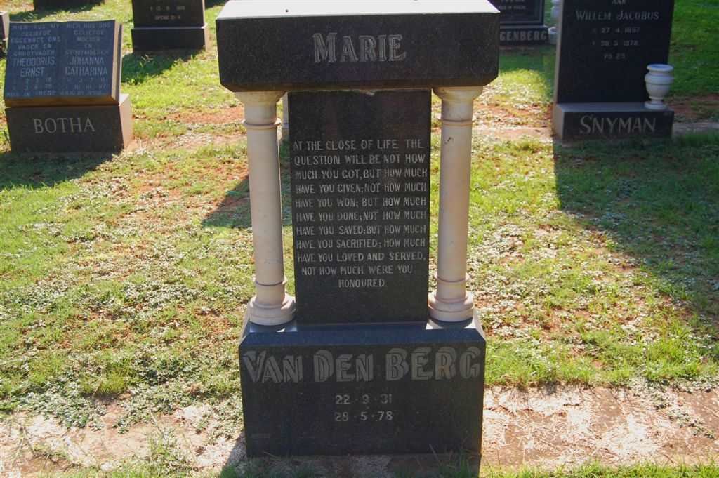 BERG Marie, van den 1931-1978