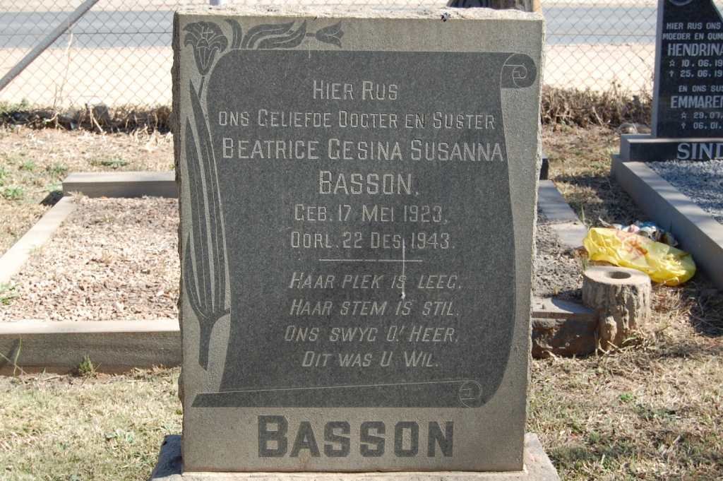 BASSON Beatrice Gesina Susanna 1923-1943