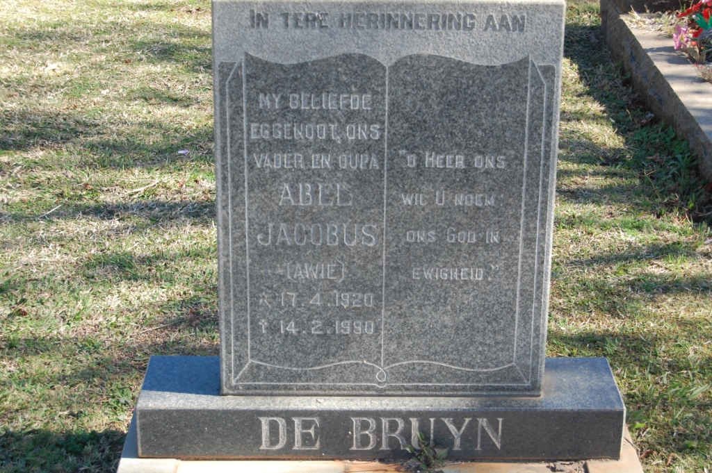 BRUYN Abel Jacobus, de 1920-1990